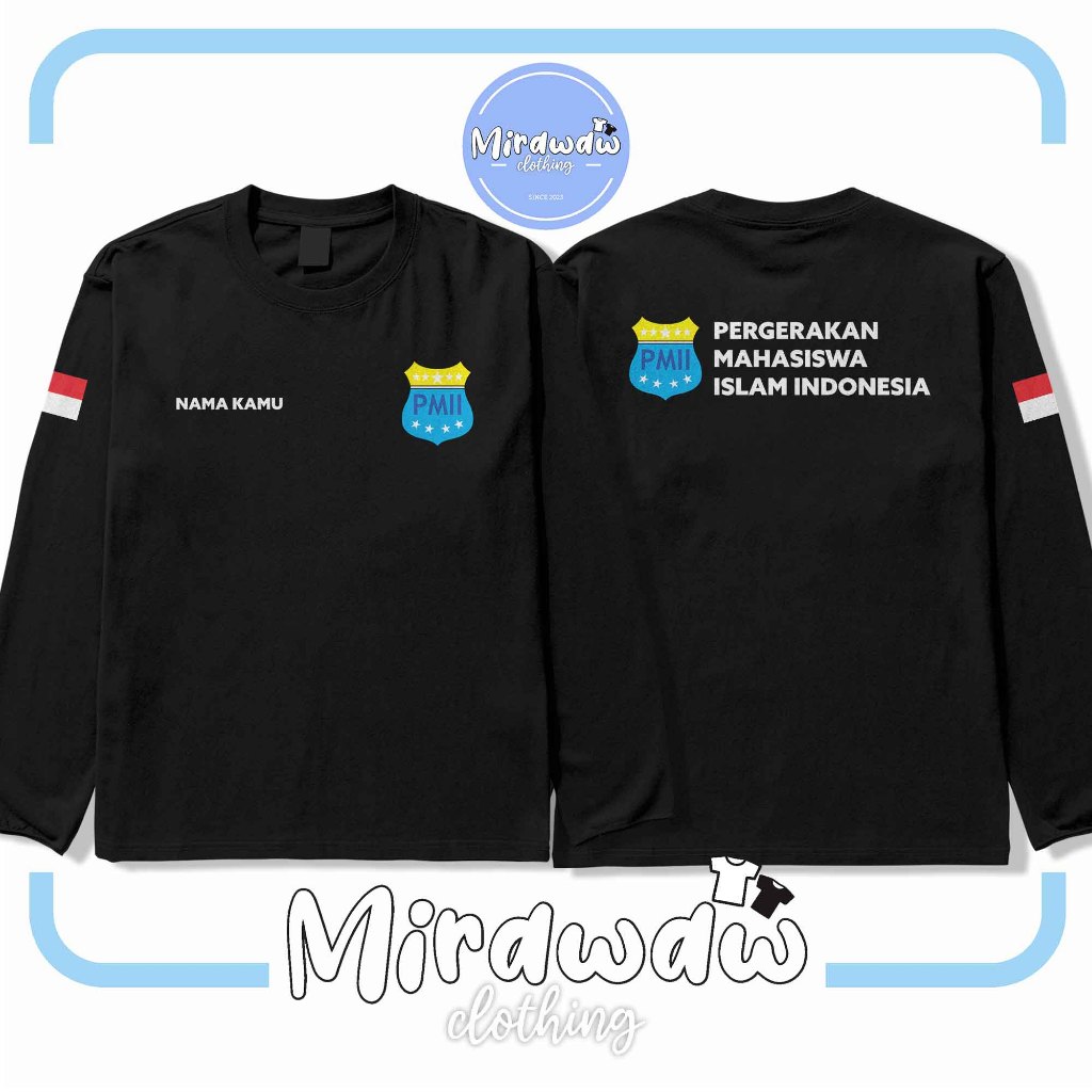 Kaos PMII Pergerakan Mahasiswa Islam Indonesia Gratis Nama Baju Lengan Panjang Distro