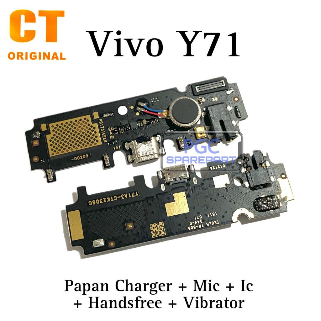 Original CT Ada IC - Papan PCB Connector Charger + MIC + Handsfee + Vibrator Vivo Y71 / 1724 / 1801i