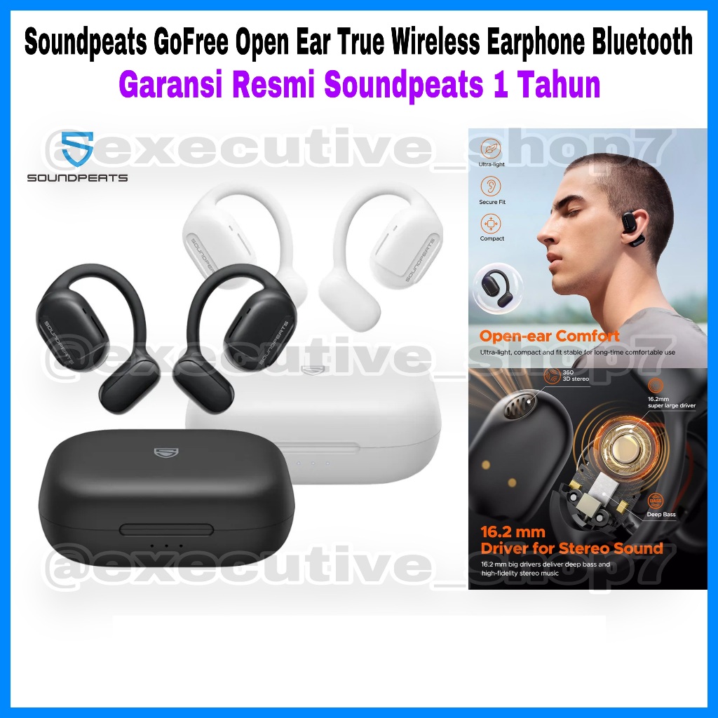 Soundpeats GoFree Open Ear True Wireless Earphone Bluetooth Garansi Resmi Soundpeats 1 Tahun