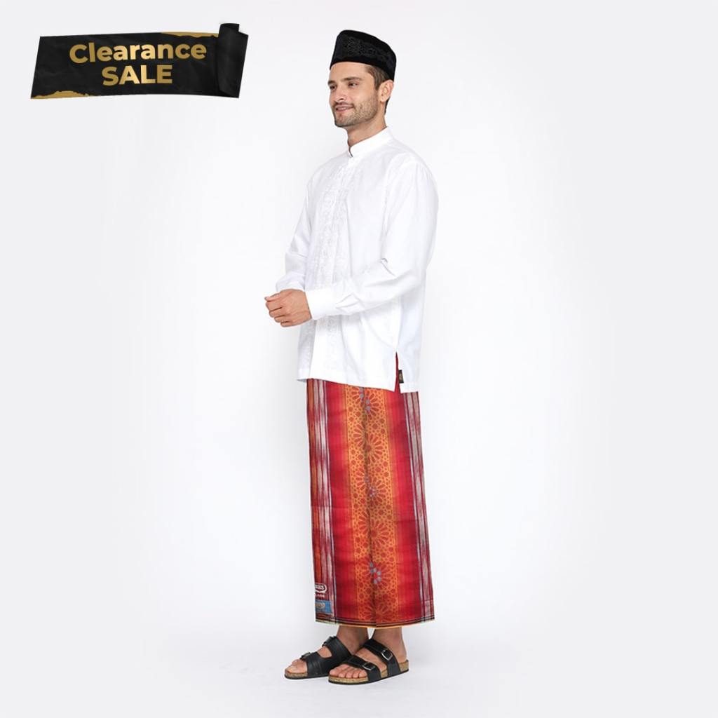 Sarung BHS Classic Gold Motif Jacquard Songket Merah