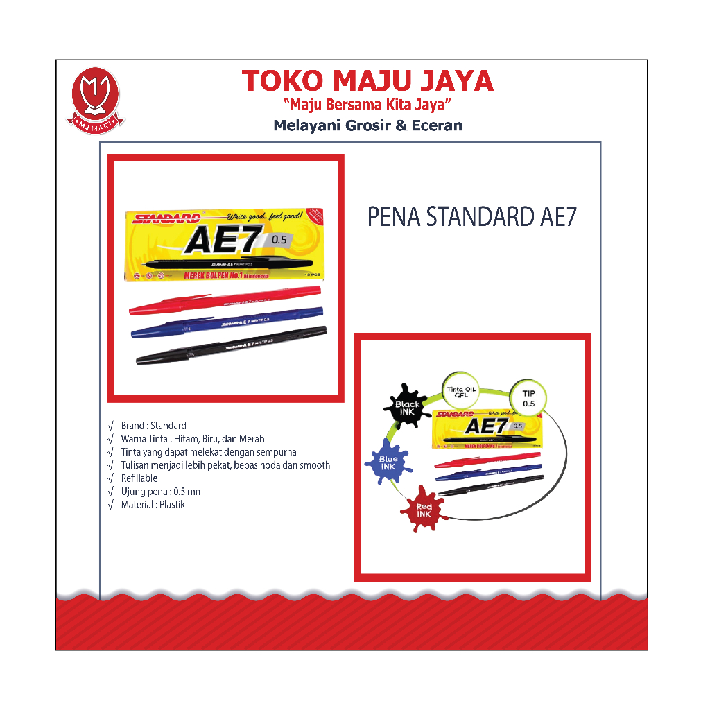 

PENA STANDARD AE7 HITAM/BIRU/MERAH (12 pcs)