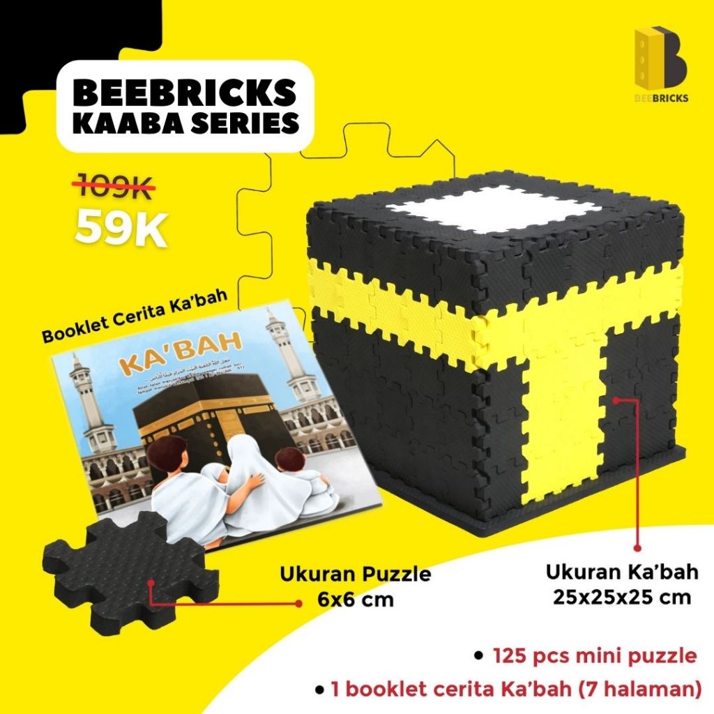 Mainan Edukasi Anak Puzzle Bentuk Ka'bah Kaaba Series 125 Pcs