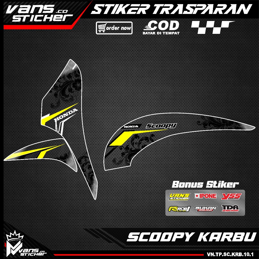Stiker Striping Trasparan SCOOPY KARBU- Sitiker decal Variasi  HONDA SCOOPY KARBU Trasparan Desain R