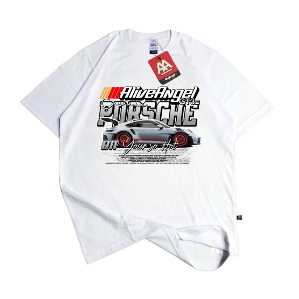 T-shirt Nascar Vintage PORSCHE white / Kaos Distro Mobil Balap / Kaos Vintage GT Drift Car / Baju Di