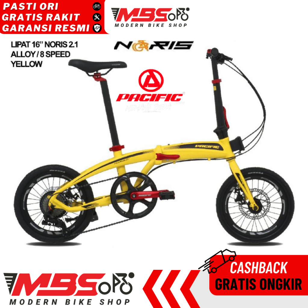Pacific Noris 2.1 16 Inch Sepeda Lipat Alloy Dewasa 8 Speed Pasific