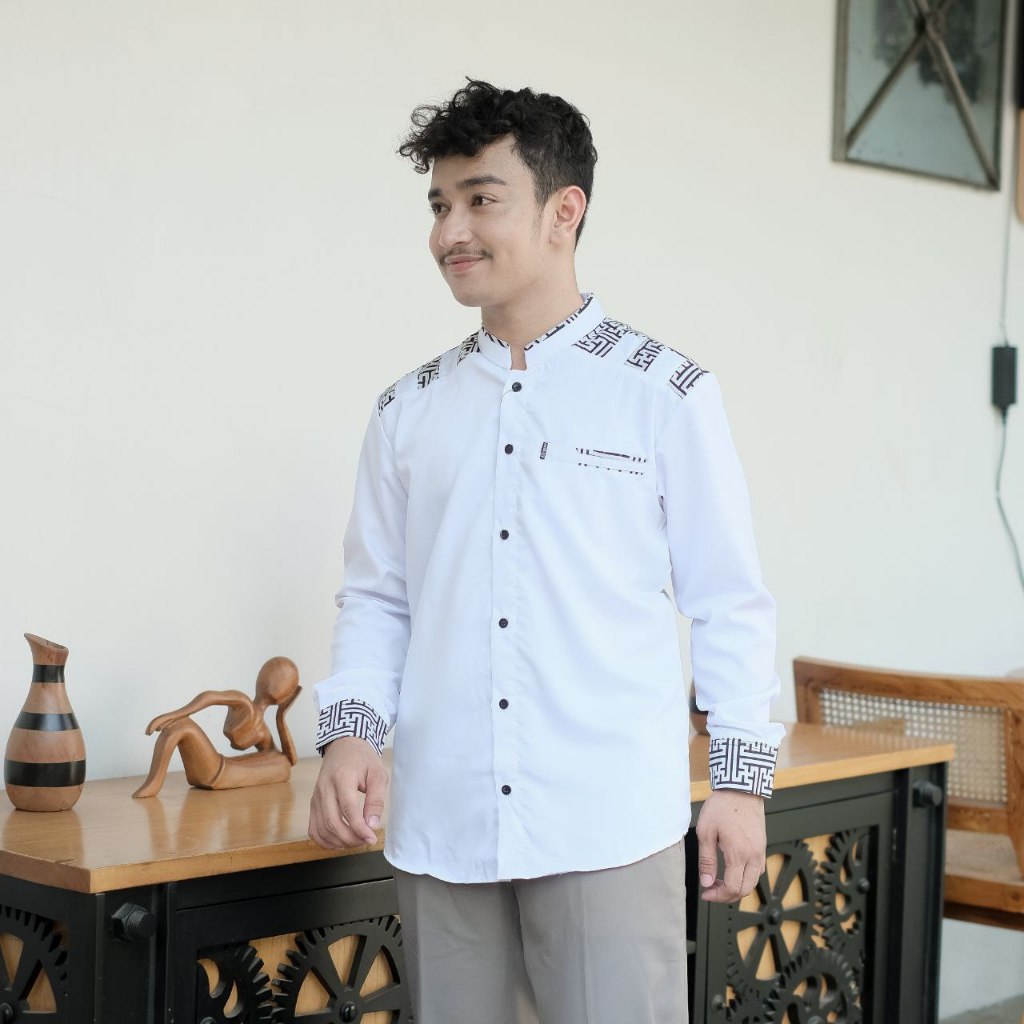Baju Kemeja Koko Lengan panjang Pria Dewasa Elrumi Motif Terbaru Seragam Hadroh Milenial Terlaris