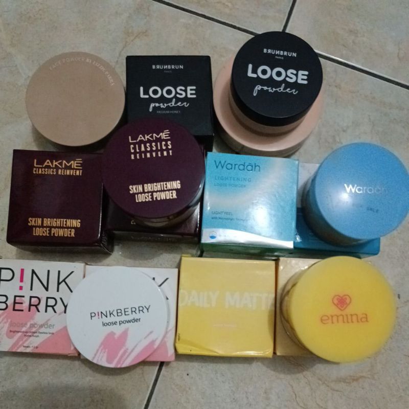LOOSE POWDER WARDAH, EMINA, BLP, LAKME, BRUN-BRUN, PINKBERRY BEDAK TABUR (reject kemasan)
