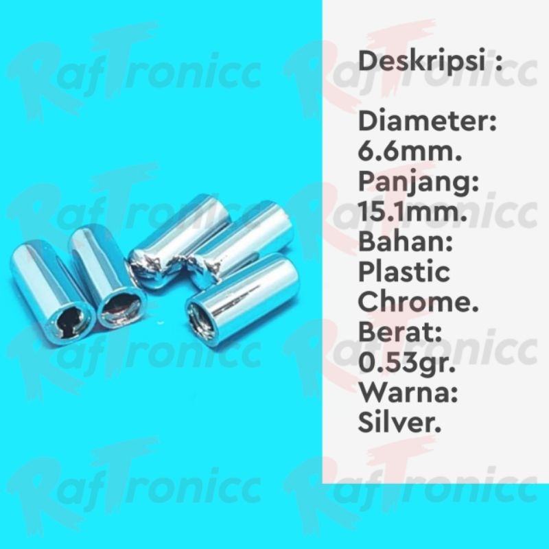 Knob Silver Circle Chrome DPDT Potentio Knob / Button. Knob 6.6mm Bulat.