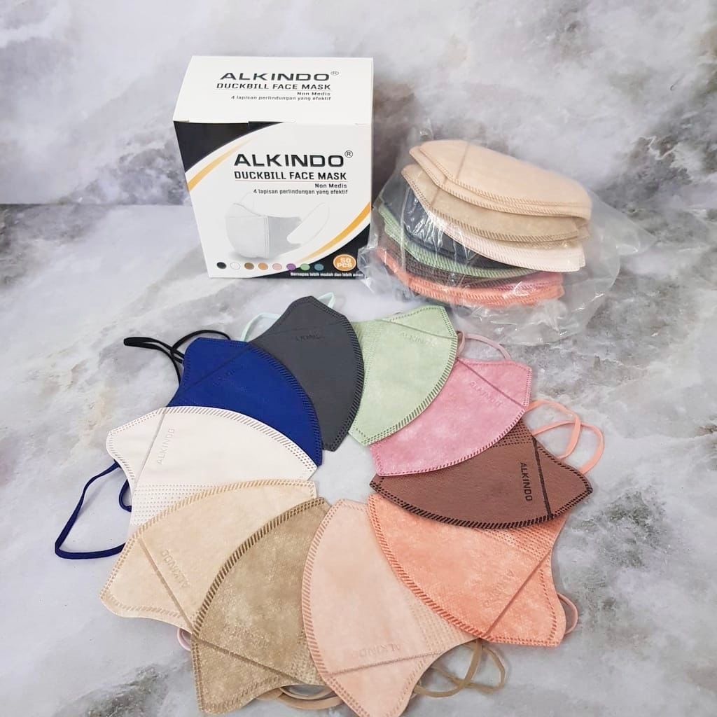 Masker Duckbill ALKINDO Mix warna warni Pastel 4PLY Original Putih Hitam Mix Warna isi 50Pcs