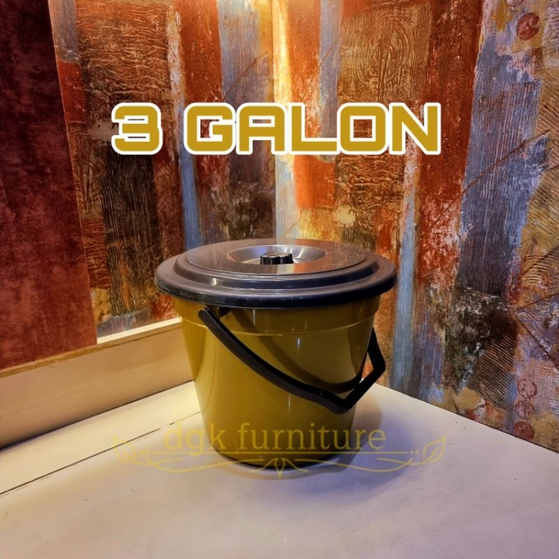 Ember Timba Tutup Bertutup Gagang Bergagang Ngepel Ukir Ulir Wadah Air SERBAGUNA Kecil Mini 3 Galon 