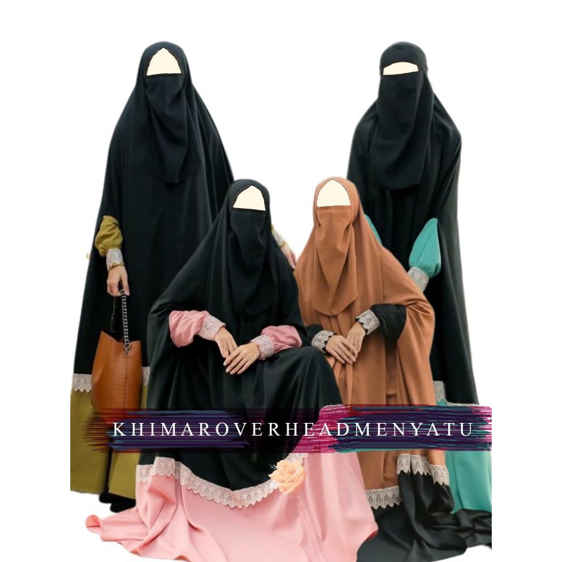 Daripuspitaid - Khimar Over Head Floor Khimar Mix Renda Premium Originl Khimar Busui Sleting depan K