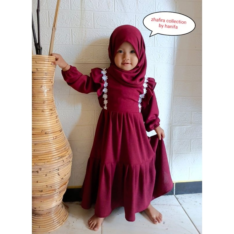SET GAMIS ANAK HIJAB TERMURAH PREMIUM JAHIT SENDIRI UMUR 2-3 TAHUN