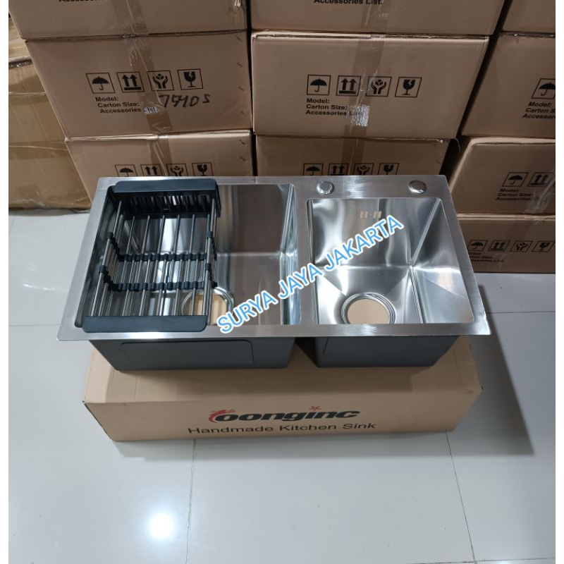 Kitchen sink stainless 7540 / Kitchen sink 75 x 40 stainless / Kitchen sink 2 lubang stainless 7540