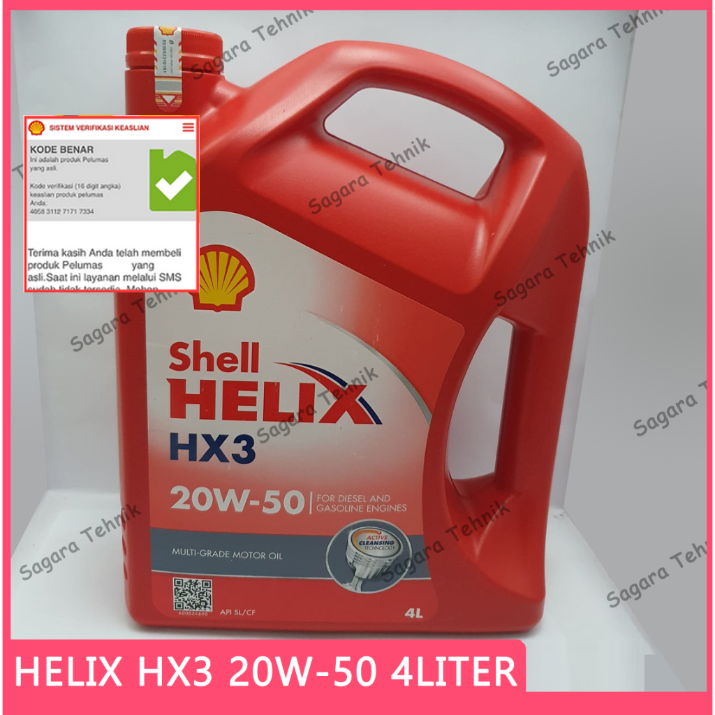 Oli Shell Helix HX3 20W-50 4 Liter Mesin Diesel dan Bensin 20W 50 4Liter