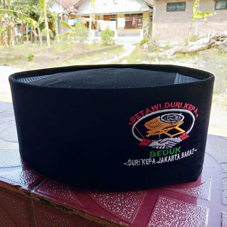 Peci Songkok Kopiah Custom Logo Sekolah Pesantren Organisasi Reques Logo Suka-Suka Bordir Satuan dan