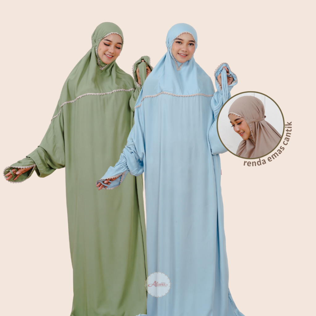 Mukena Setelan dan Terusan Hadromaut Rayon Premium Super Jumbo Adem Ori By Mukena Alana