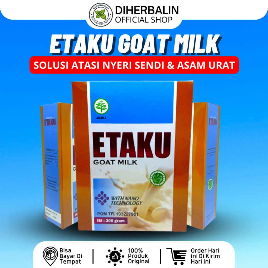 

Etaku Goat Milk - Susu Kambing Etawa Original Asli Atasi Nyeri Sendi dan Asam Urat Meningkatkan Kepadatan dan Kesehatan Tulang Atasi Reumatik.