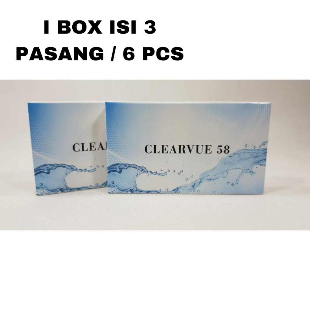 GROSIR - Softlens CLEARVUE 58 ISI 3PASANG (6PCS) DIA 14.20mm (-0.50 s/d -10.00) / Soflens Bening Min