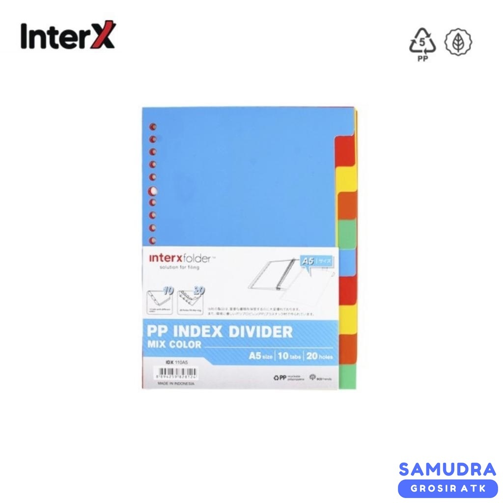 

Interxfolder Pembatas Kertas Binder A5 / Index Divider A5 10 Tab