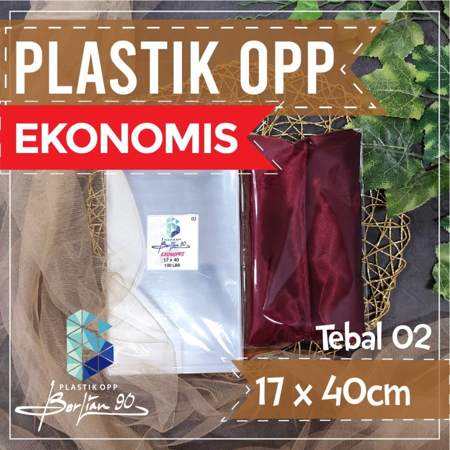 Plastik Opp lem Seal Uk 17x40 cm isi 100 Lembar Termurah Tebal 02 Micron / Plastik Opp 17 x 40 cm / 