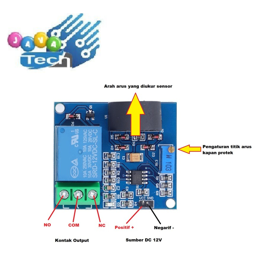 Modul Pemutus Arus AC 5A Overcurrent Protection DC 12V Relay Switch