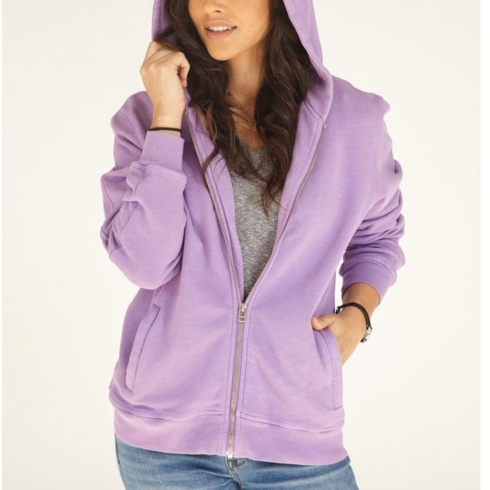 JAKET ZIPPER RESLETING POLOS WARNA UNGU MUDA/LILAC WANITA DAN PRIA BAHAN FLEECE