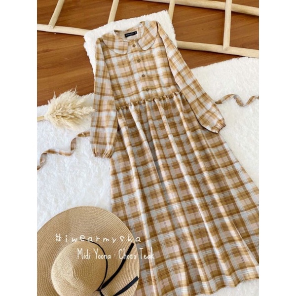 DRESS MIDI YOONA ELLE CHOCOTEAK IWEARMYSHA