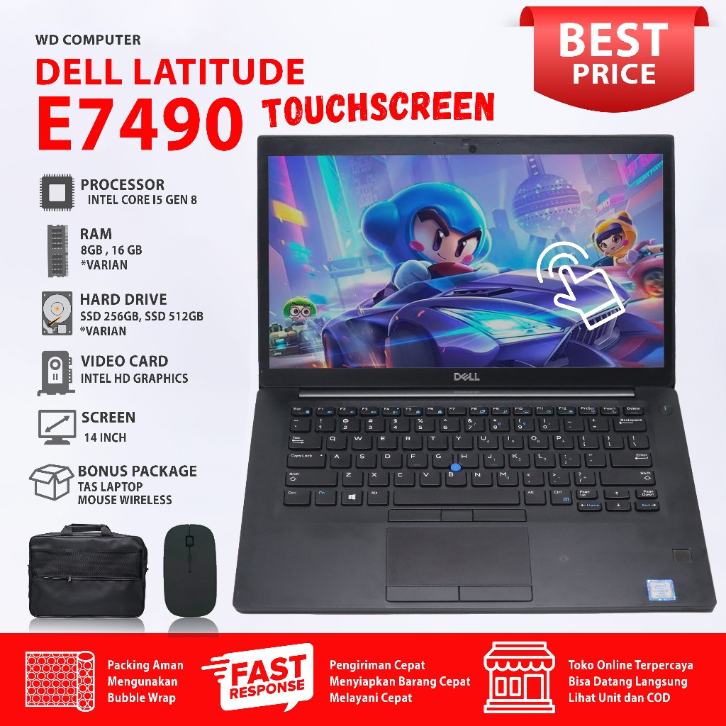 Promo Laptop Kerja Dell Latitude 7490 Touchscreen Core I5 gen 8 Siap Pakai