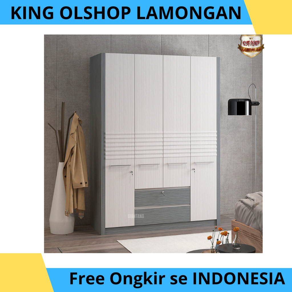 Lemari Pakaian 4 Pintu Tinggi / Siantano LP 389 SW [LAMONGAN]