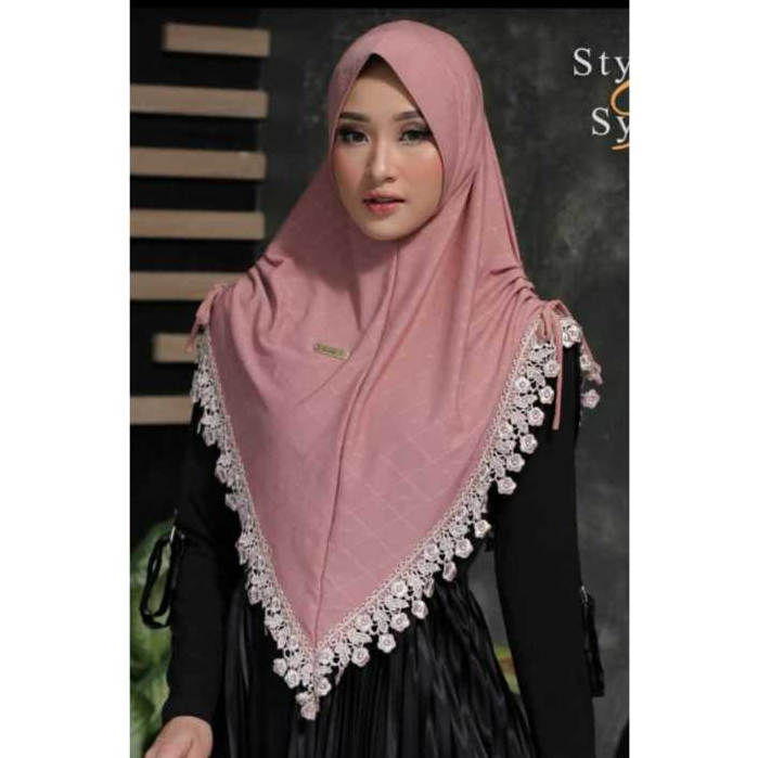 HIJAB INSTAN PET SERUT SAMPING TEPI RENDA MATT JERSEY BY SN HIJAB - KIKA