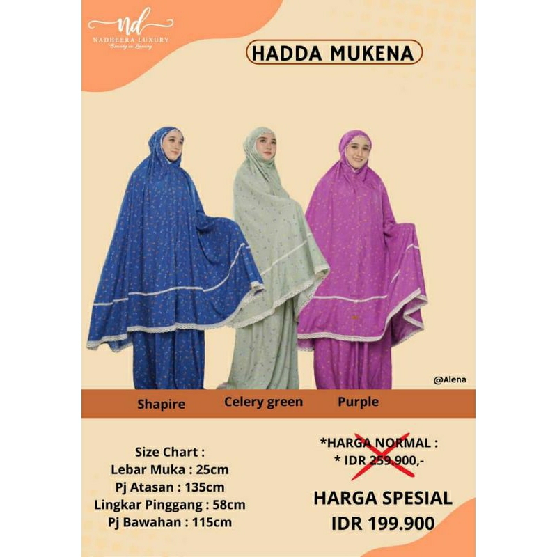 MUKENA MURAH BAHAN RAYON- HADDA MUKENA BY NADHEERA LUXURY