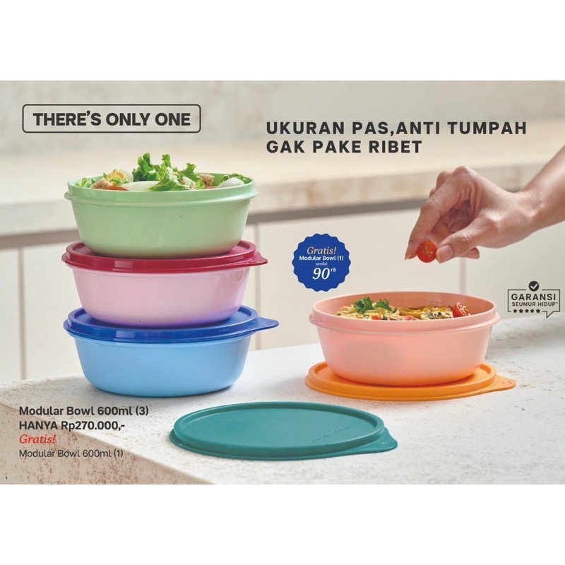 TUPPERWARE MODULAR BOWL 600ML 2pcs