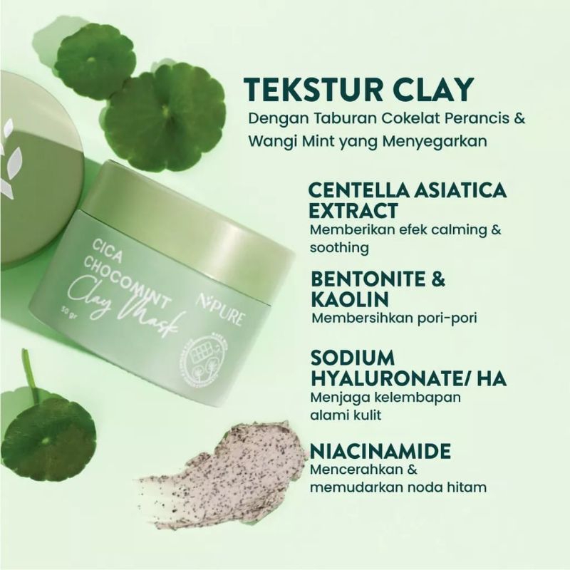NPURE Chocomint Clay Mask/ Masker Anti Jerawat Komedo/Masker Kulit Berminyak