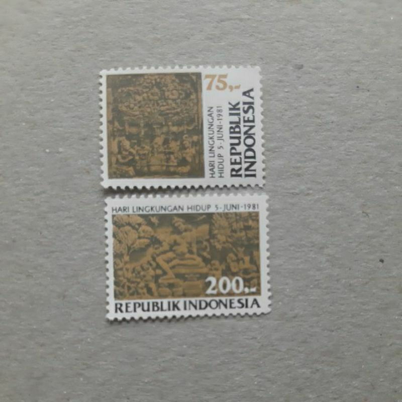 Perangko Indonesia kuno lingkungan hidup 1981 set 2 prangko