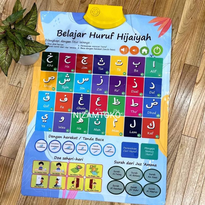 Mainan Edukasi Poster Bersuara Belajar Baca Huruf Hijaiyah Alphabet Angka Buah Hewan