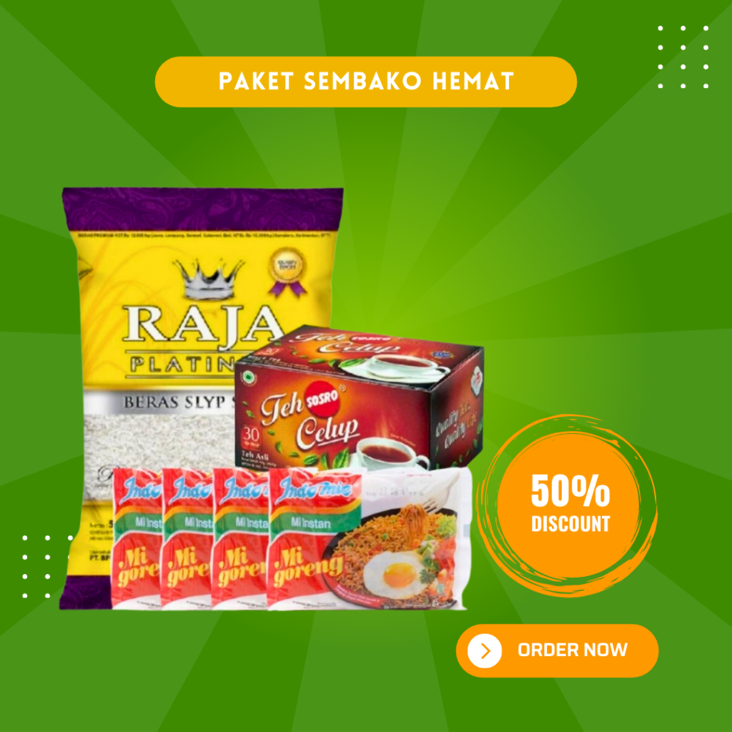 

Paket Sembako Beras Indomie Teh Minyak Garam Super Untung