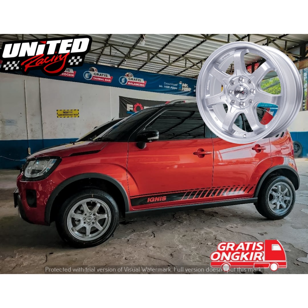 Velg Racing JDM R15 Mobil Ignis Murah Ring 15 ET42 Pelek SANDY SILVER Palang 7
