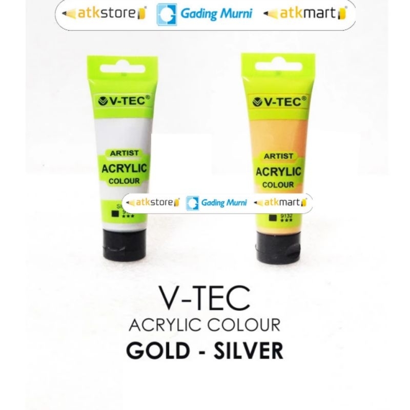 

V Tec Acrylic Colour 75ML II V-tec Cat Lukis Akrilik Gold & Silver 75ML
