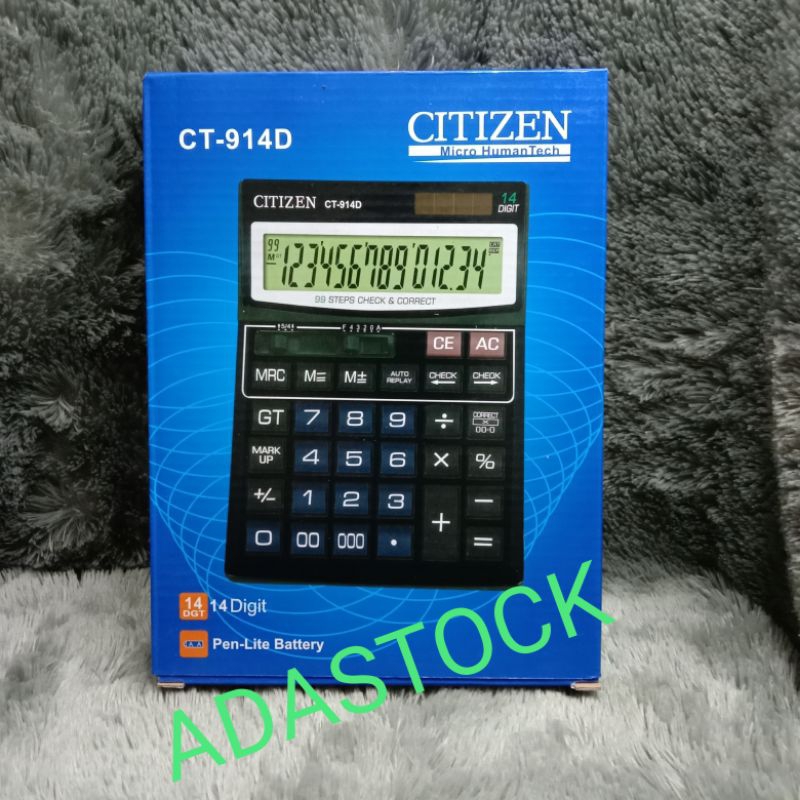 

kalkulator jumbo 14 digit citizen meja dagang ct 914d/calculator check&correct ukuran besar 14digit citizen ct-914D