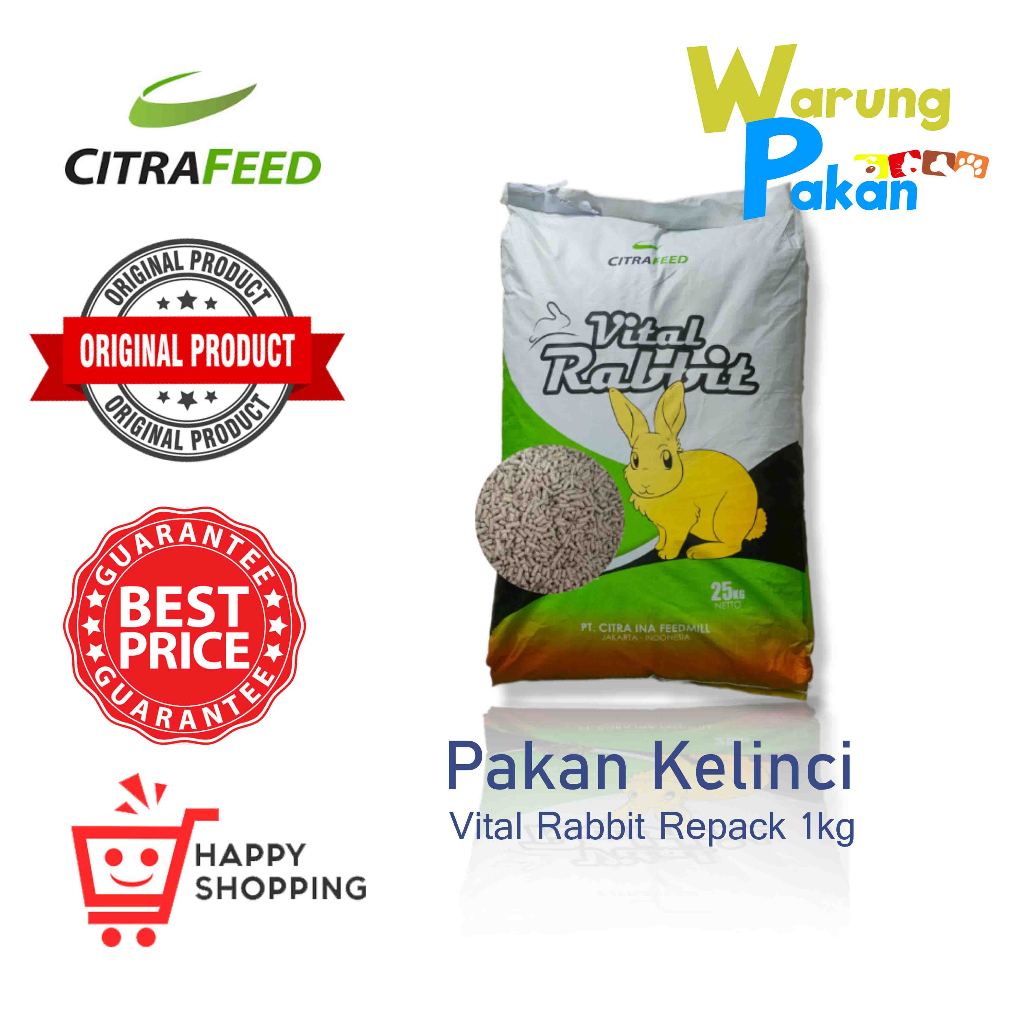 Pakan Kelinci VITAL RABBIT Pakan Pelet Kelinci 1 kg Makanan Kelinci