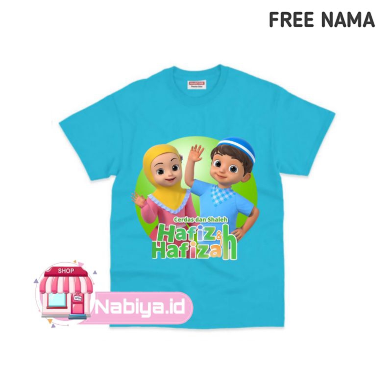 BAJU ANAK HAFIZ DAN HAFIZAH KAOS ATASAN ANAK COSTUME GAMBAR KARAKTER BAHAN PREMIUM FREE NAMA UNISEX
