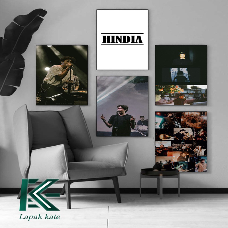 Poster band kayu indie HINDIA isi 5 pcs hiasan/pajangan dinding kamar cowok aesthetic musik metal vi