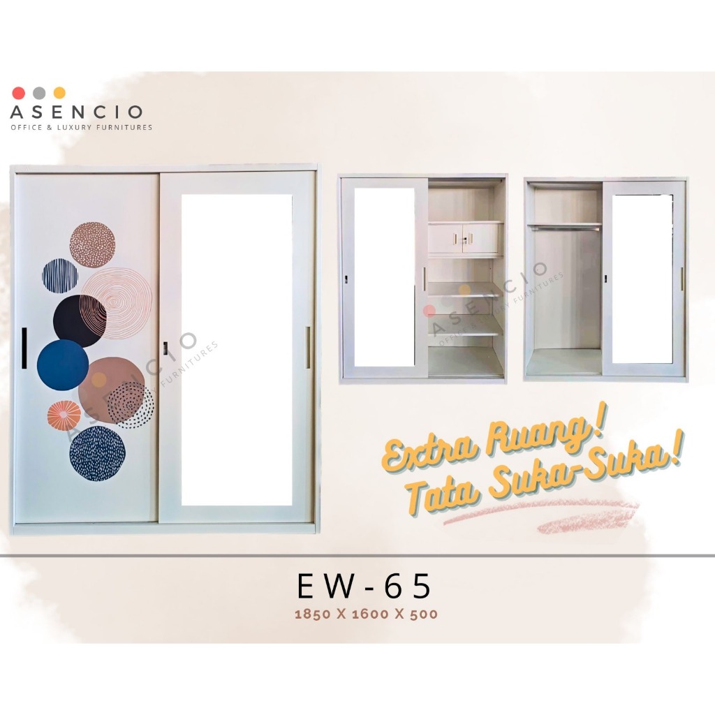 lemari pakain besi asencio 160 cm sliding