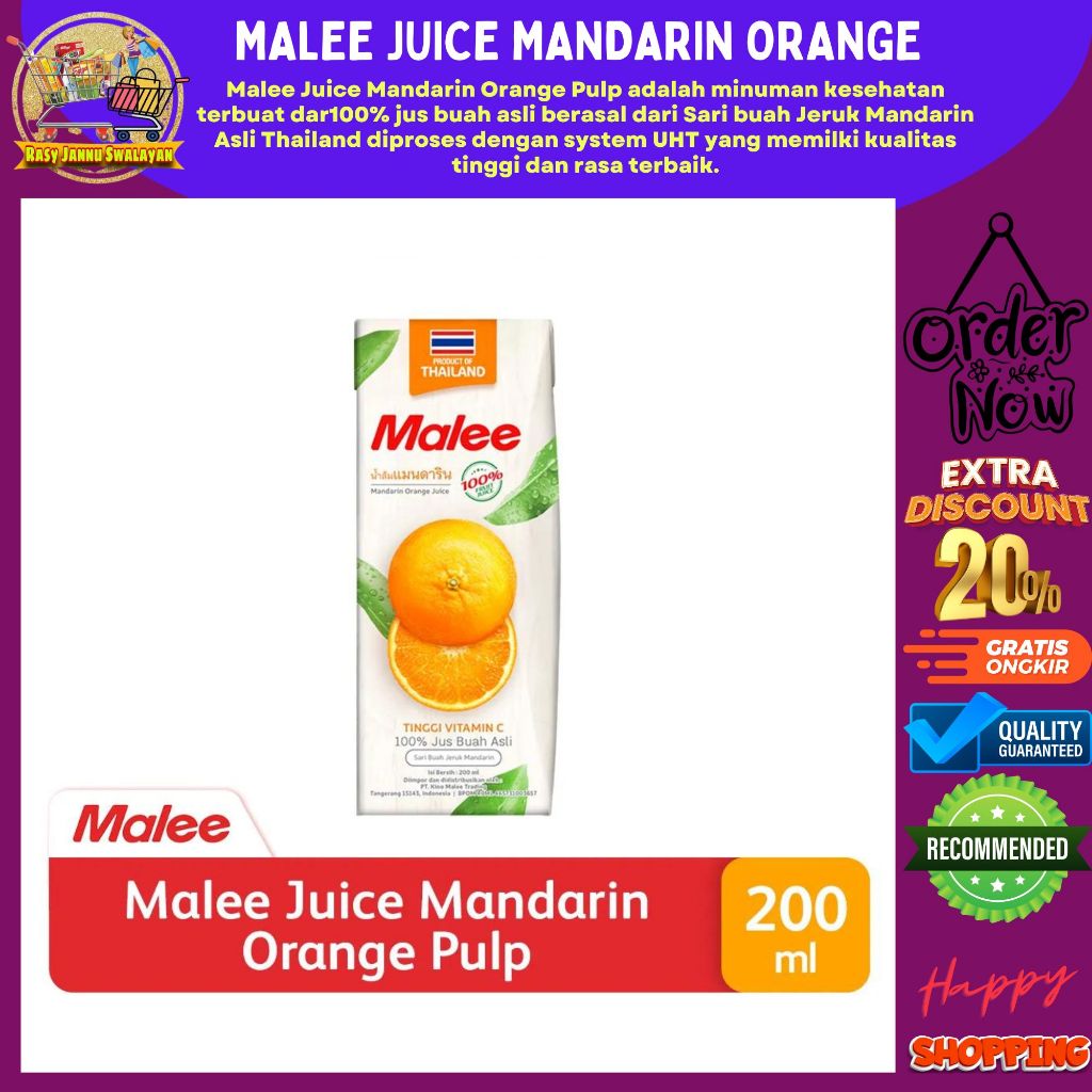 

Malee Juice Mandarin Orange Pulp 200ml