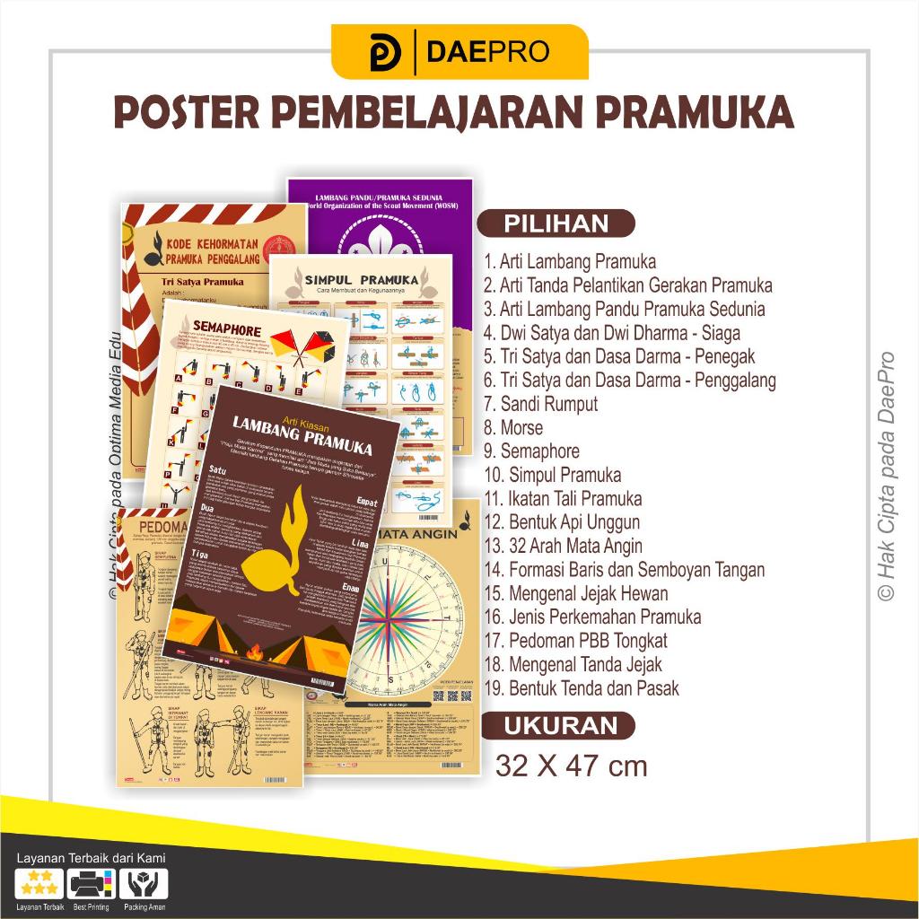 

DAEPRO - Poster Pramuka Siaga, Penegak, Penggalang SD SMP SMA