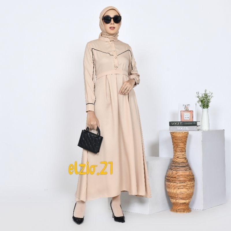 elzio almera dress luxury quality  / dress terbaru cantik mewah / gamis terbaru busui