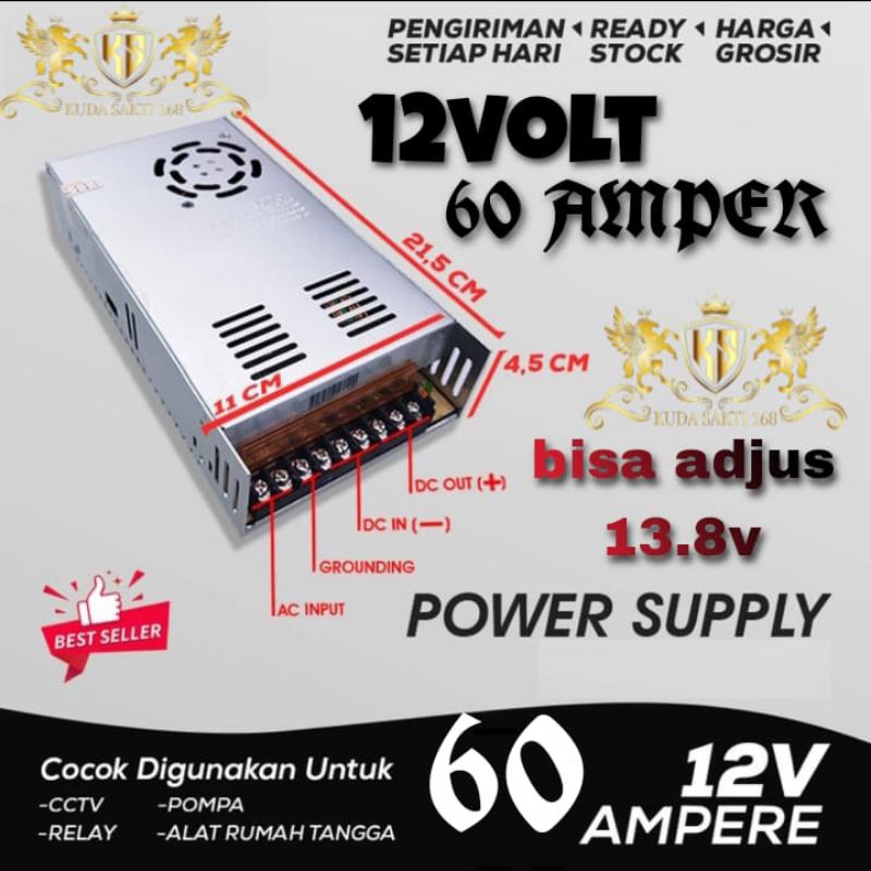 Power Supply 12v 60A JARING POWER SUPPLY 12V 60A WITH FAN/KIPAS
