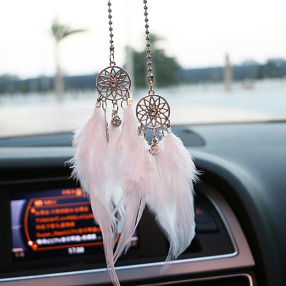 Gantungan spion Gantungan Dream Catcher Handmade Warna Putih untuk Kaca Spion Mobil Dream Catcher Ca
