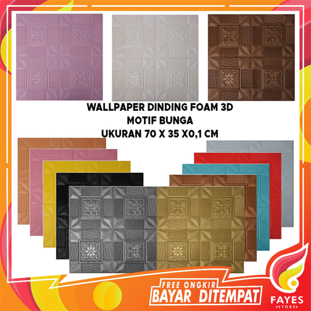 FAYES COD Wallpaper 3D Dinding Foam Kecil Motif Bunga / Walpaper Foam U96