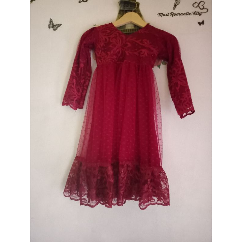 Gamis anak bahan tile brokat premium